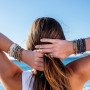Collier et Bracelet 6 tours Ocean Slim Bleu, Têtes Blondes