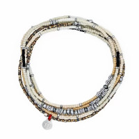 Collier et Bracelet 6 tours Sand Vanille, Têtes Blondes