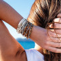 Collier et Bracelet 6 tours Sand Vanille, Têtes Blondes
