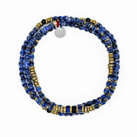 Collier et Bracelet 3 tours Ocean Denim, Têtes Blondes
