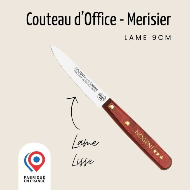 Couteau d'office Classic Bois lame lisse 9cm couleur, Nogent***