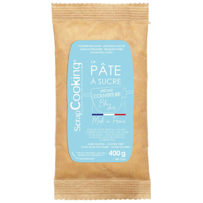 Pâte à sucre de couverture bleu clair 400G, ScrapCooking