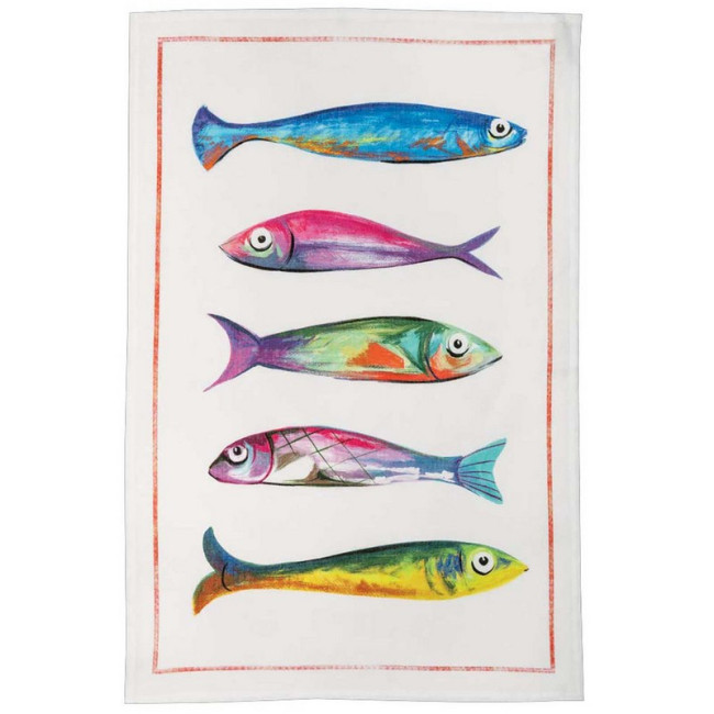 Torchon Poisson bleu Rosso, Tessitura Toscana Telerie