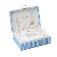 Boîte à Bijoux Louise Pied de Poule Bleu Ciel, Maison Scarlett