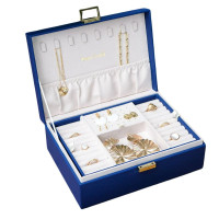 Boîte à Bijoux Louise Cuir Bleu Marine, Maison Scarlett