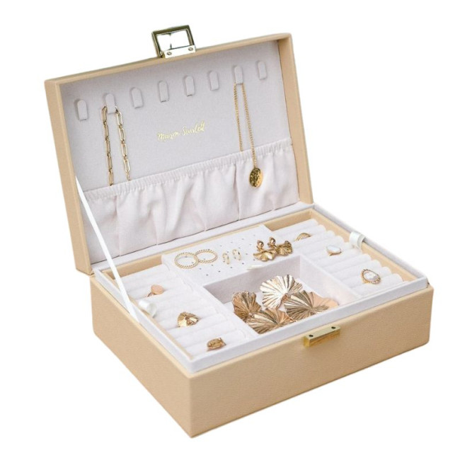 Boîte à Bijoux Louise Cuir Beige, Maison Scarlett