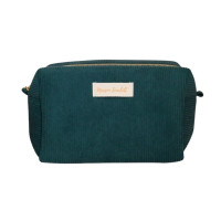 Trousse de toilette Charlotte Velours Côtelé Vert, Maison Scarlett