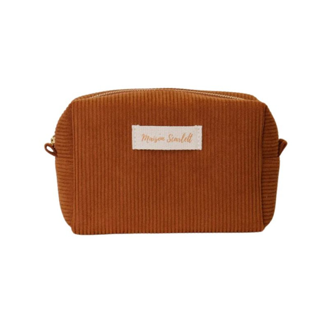 Trousse de toilette Charlotte Velours Côtelé Camel, Maison Scarlett