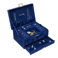 Boîte à Bijoux Denise Velours Bleu Marine, Maison Scarlett
