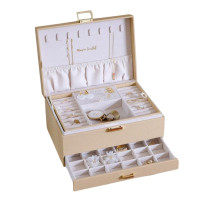 Boîte à Bijoux Denise Cuir Beige, Maison Scarlett