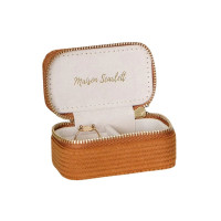 Mini Boîte à Bijoux de Voyage Marie Velours Côtelé Camel, Maison Scarlett
