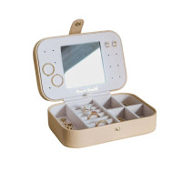 Boîte à Bijoux de Voyage Brigitte Cuir Beige, Maison Scarlett