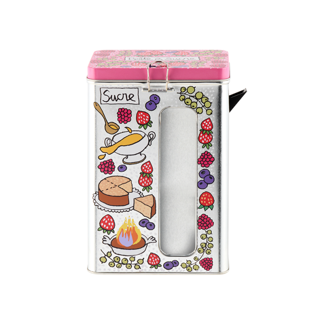 Boîte à fenêtre Sucre + bec verseur Devine, Derrière la porte