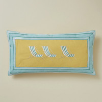 Coussin brodé Plein Soleil jaune, Sylvie Thiriez