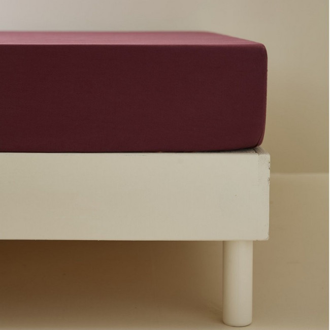 Drap Housse Percale lavée Prune, Sylvie Thiriez