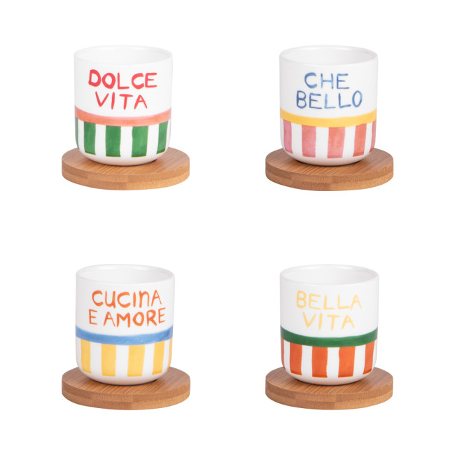 Coffret 4 Tasses 15 cl et sous-tasses Dolce Vita, Table Passion