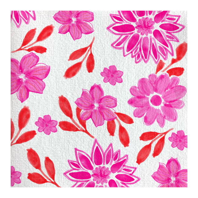 Serviettes en papier Cocktail Maxi Fleur Rose, Françoise PAVIOT