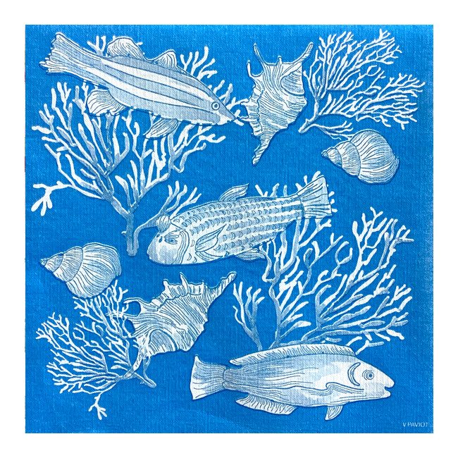 Serviettes en papier Fonds Marins, Françoise PAVIOT