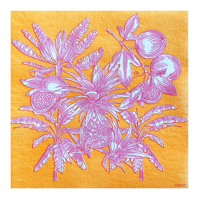 Serviettes en papier Fruits Exotiques, Françoise PAVIOT